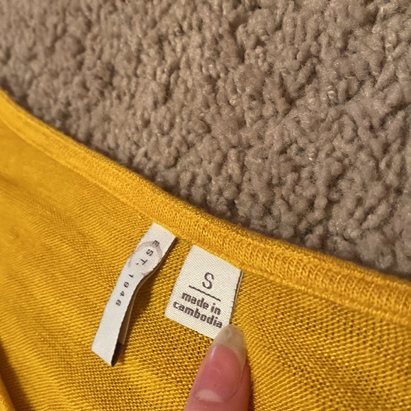 Cato Mustard Yellow Blouse with Lace Sleeves - Picture 2 of 3